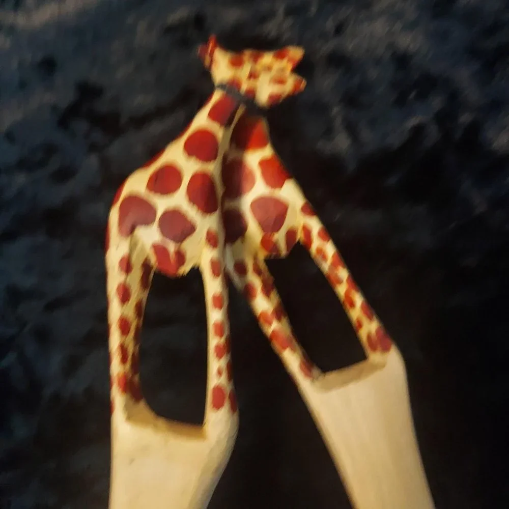 1Set Wooden Giraffe Carved Spoon and Fork set